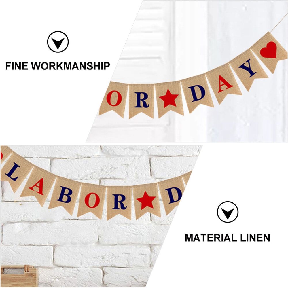 Labor Day Bunting Garland Multi Color 1Pcs 6.7x5.1x0.04In