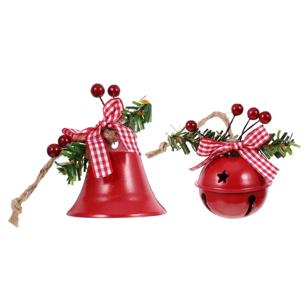 Christmas Bell Ornaments Red Iron 2Set Decorative Item