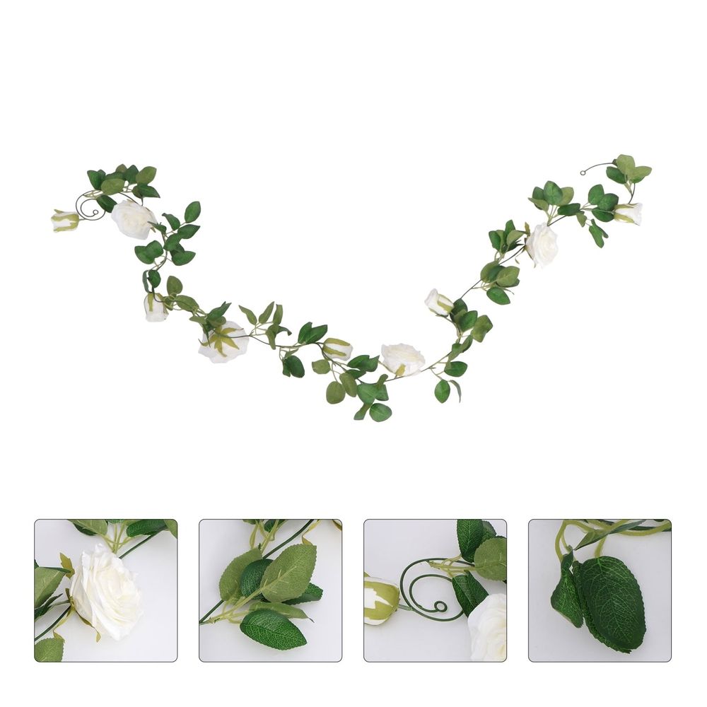 Wall Decor Wedding Simulated Rose Rattan Garland White Silks 1Pack Photo Backdrop