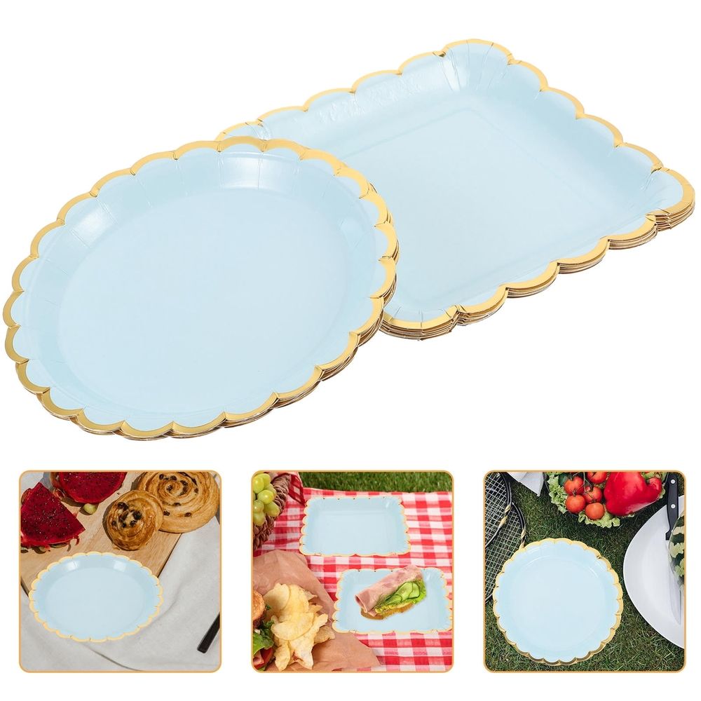 Skyblue Disposable Paper Plates for Daily Use and Parties, 20 Count, Ideal for Salads, Desserts, and More