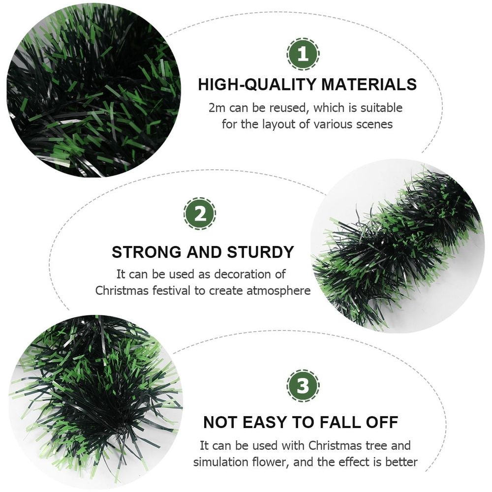 1-Pack Dark Green Christmas Tree Garland Decoration, Durable Plastic for Indoor and Outdoor Holiday Use