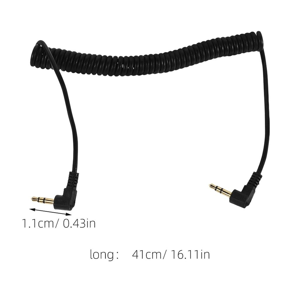 Coiled 3.5mm Stereo Audio Cable with Dual Right Angle Connectors