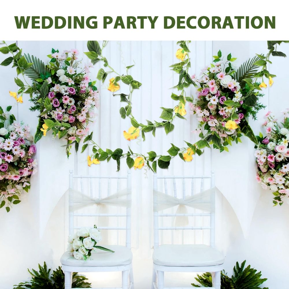 Yellow Plastic Flower Garland Vines for Home Decor Backdrop Decoration, 1 Set