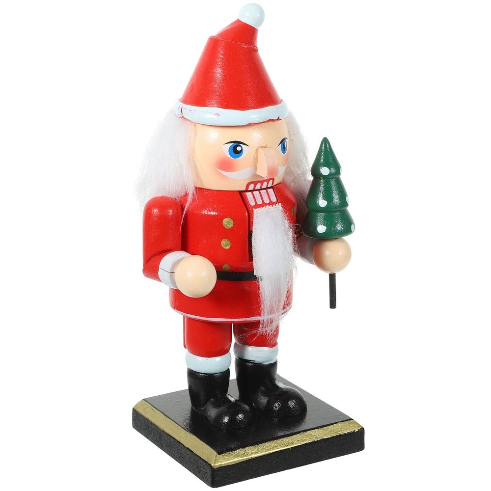 Christmas Wood Santa Nutcracker Figure Red Desktop Decor for Hotel Restaurant and Coffee Shop