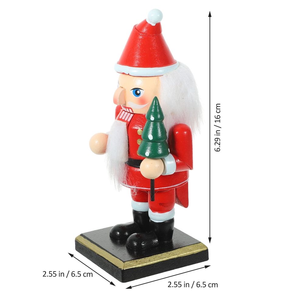 Christmas Wood Santa Nutcracker Figure Red Desktop Decor for Hotel Restaurant and Coffee Shop