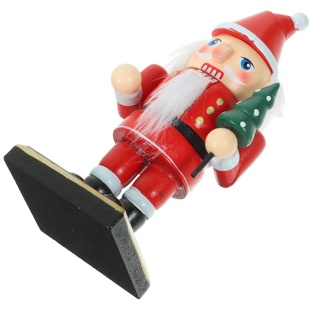 Christmas Wood Santa Nutcracker Figure Red Desktop Decor for Hotel Restaurant and Coffee Shop