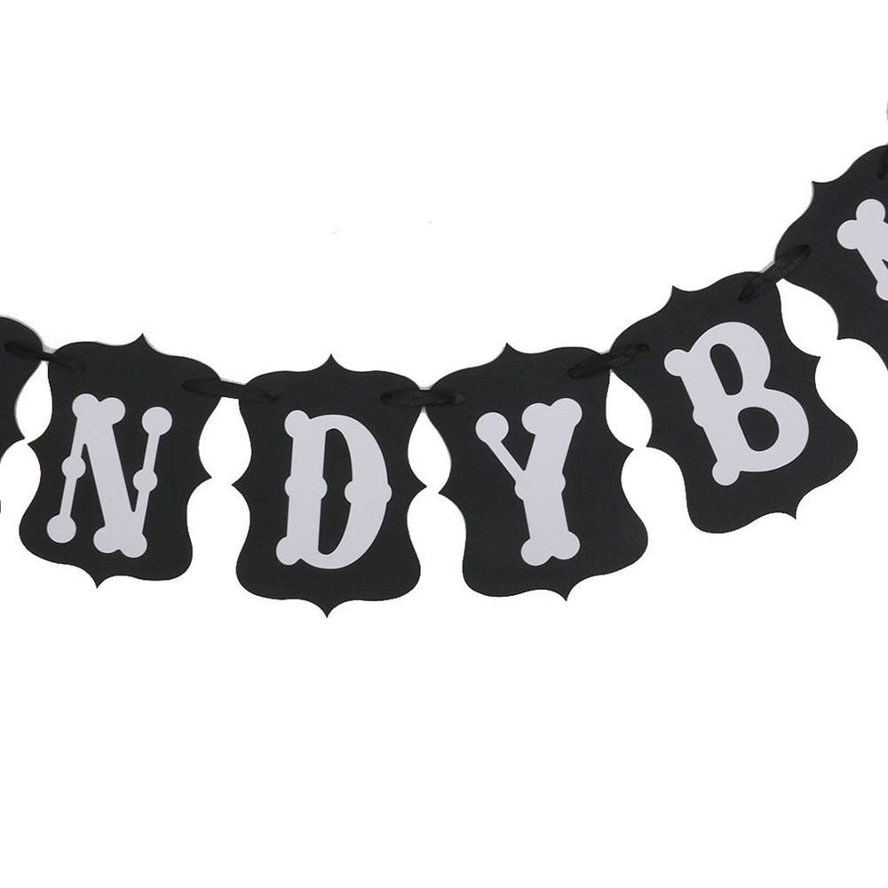 Paper Wedding Banner Candy Bar Cardboard  Flag Decoration Black and White