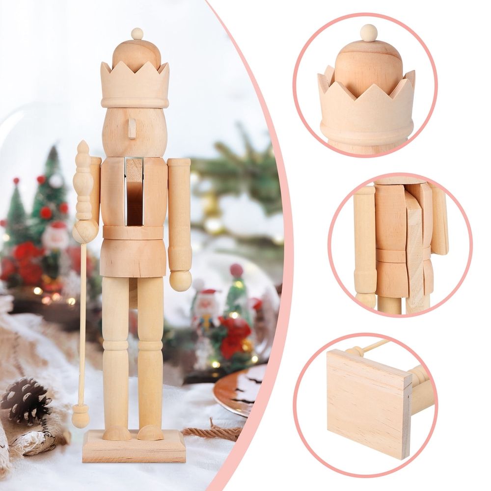 DIY Nutcracker Statue Classic Design Wood 1 Piece Christmas Home Decoration