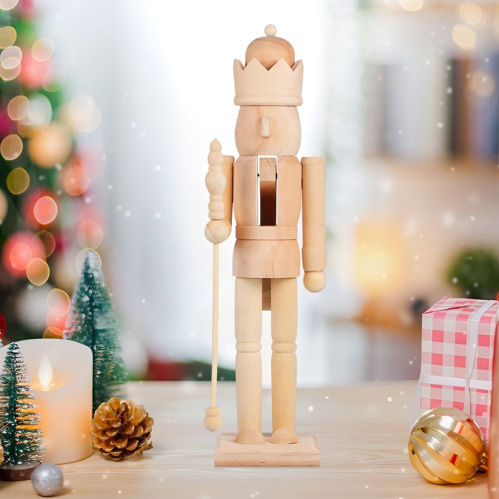 DIY Nutcracker Statue Classic Design Wood 1 Piece Christmas Home Decoration