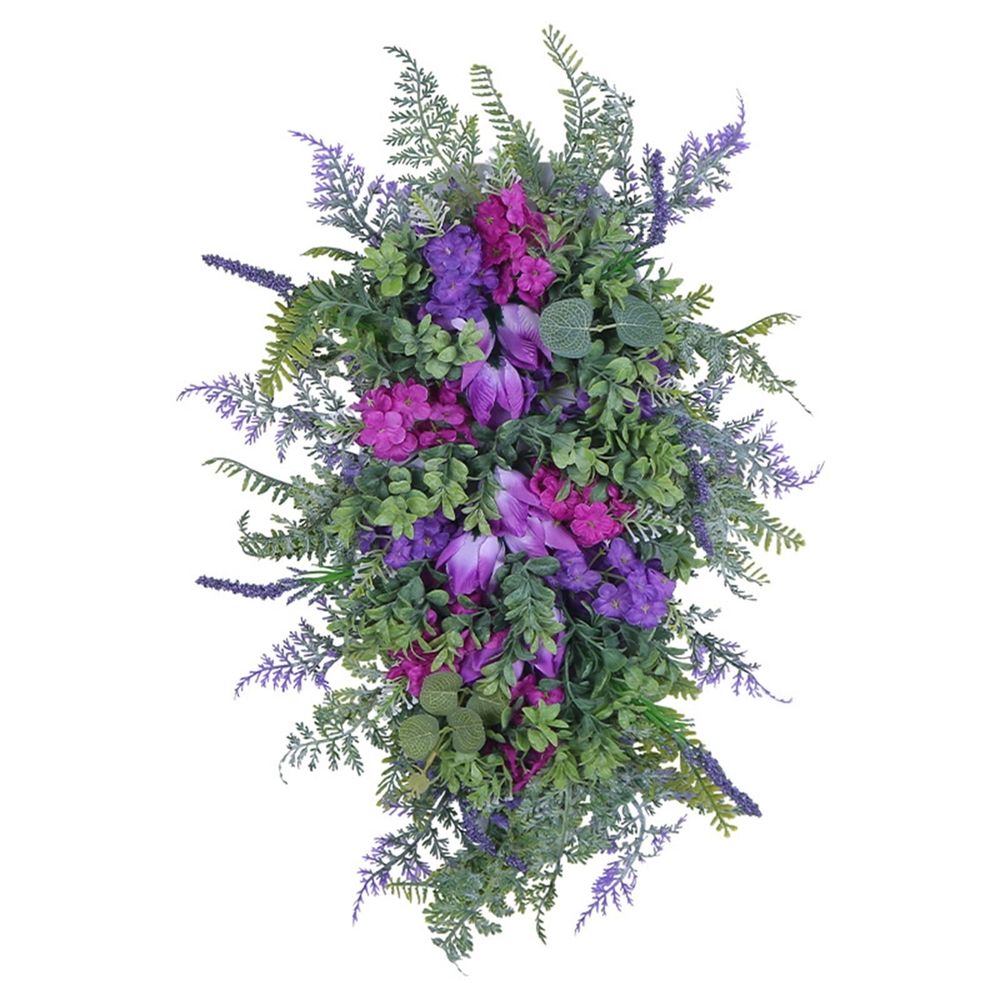 Spring Summer Front Door Teardrop Wreath Artificial Floral Wreath For Home Decor
