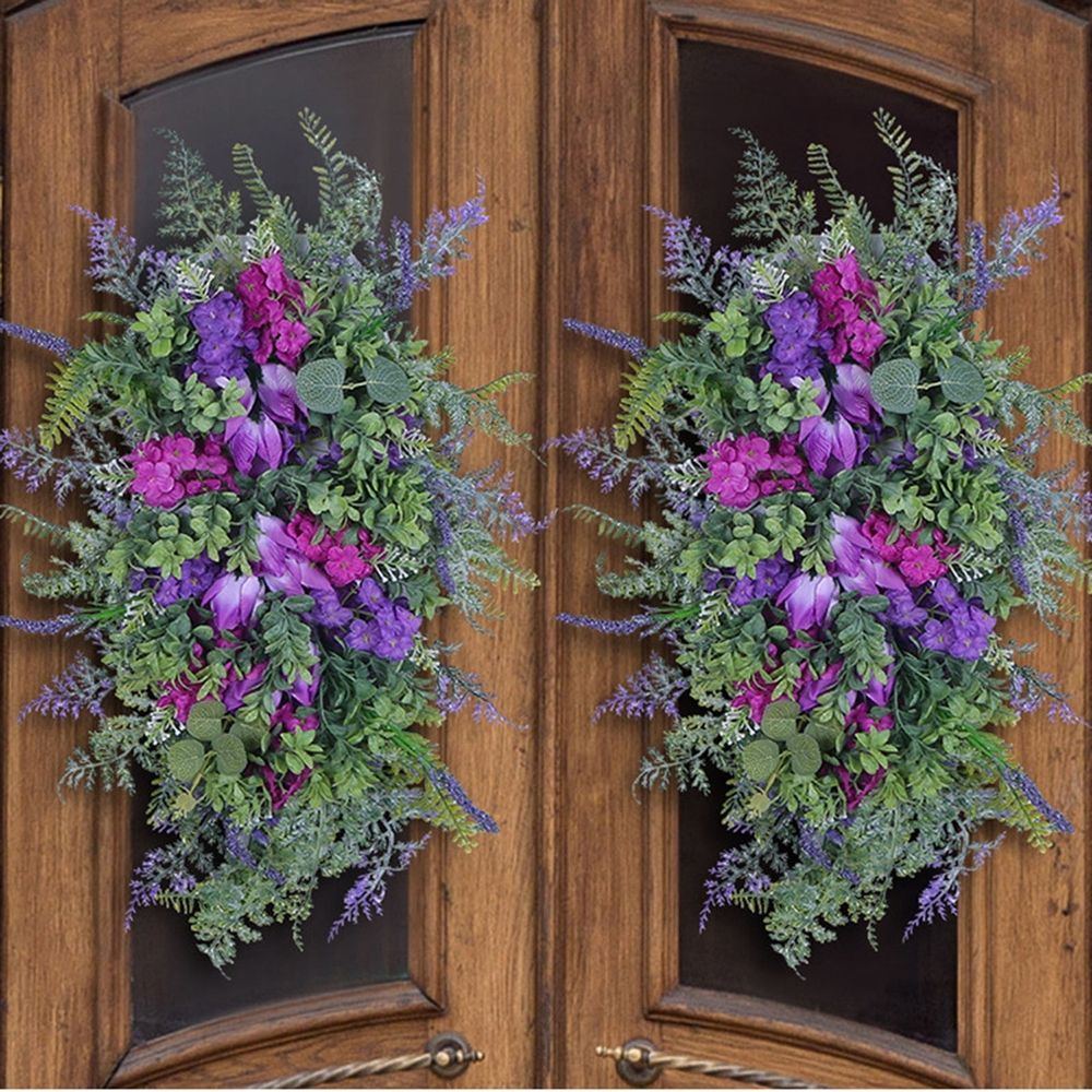 Spring Summer Front Door Teardrop Wreath Artificial Floral Wreath For Home Decor
