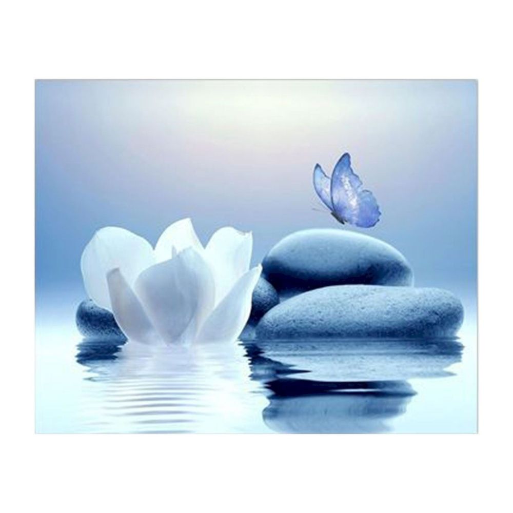 Hangs under $5,Zen Stone Canvas Wall Art Water And Purple Butterfly On The Wall Art For Bathroom Living Room Bedroom Yoga Spa Picture Wall Decor Bedroom Wall Art
