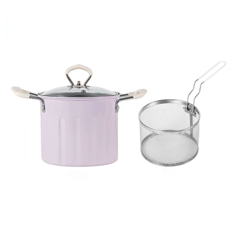 Induction Compatible Non-Stick Pan,Multifunctional Deep Fryer Pot And Container With Strainer Stainless Deep Fryer Pot With Basket Large Capacity Versatile Oil Filter 2 In 1 Oil Strainer Fryin