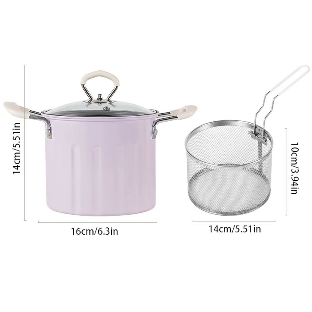 Induction Compatible Non-Stick Pan,Multifunctional Deep Fryer Pot And Container With Strainer Stainless Deep Fryer Pot With Basket Large Capacity Versatile Oil Filter 2 In 1 Oil Strainer Fryin