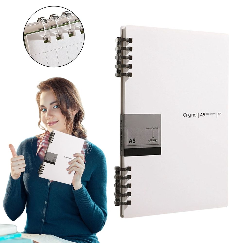 Detachable 5 Hole Loose Leaf Notebook Hardcover Bound Journal Book for Daily Official Document Classification Note Information Recording Work