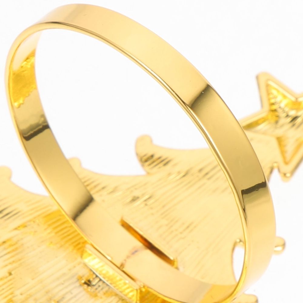 6pcs Xmas Tree Napkin Rings Set Alloy Golden Christmas Table Clips