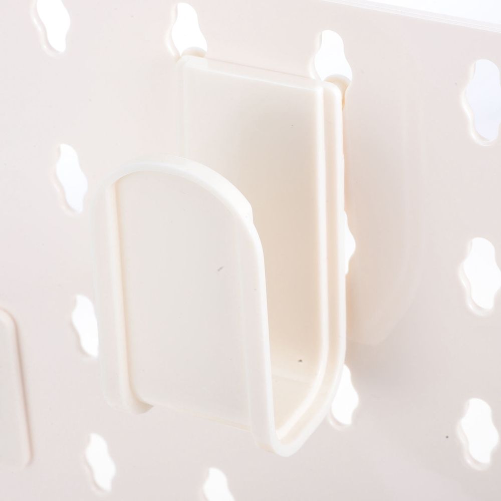1Set Wall Storage Rack White Plastic Pegboard for Kitchen and Garage Organization