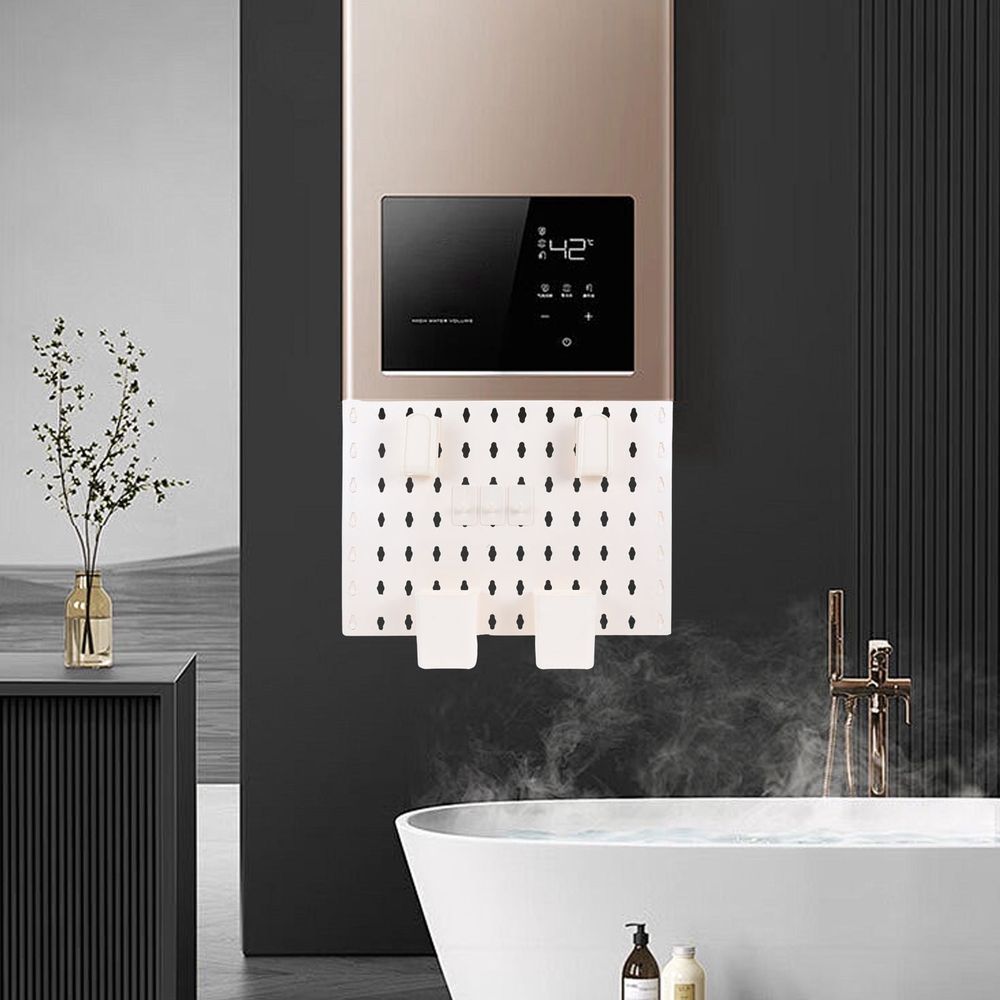 1Set Wall Storage Rack White Plastic Pegboard for Kitchen and Garage Organization