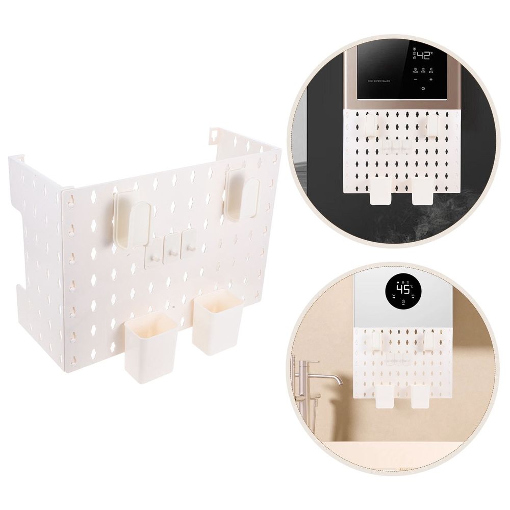 1Set Wall Storage Rack White Plastic Pegboard for Kitchen and Garage Organization