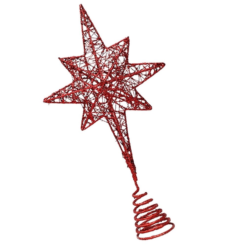 Christmas Tree Top Star Decoration Red Iron Elegant Design Party Decor