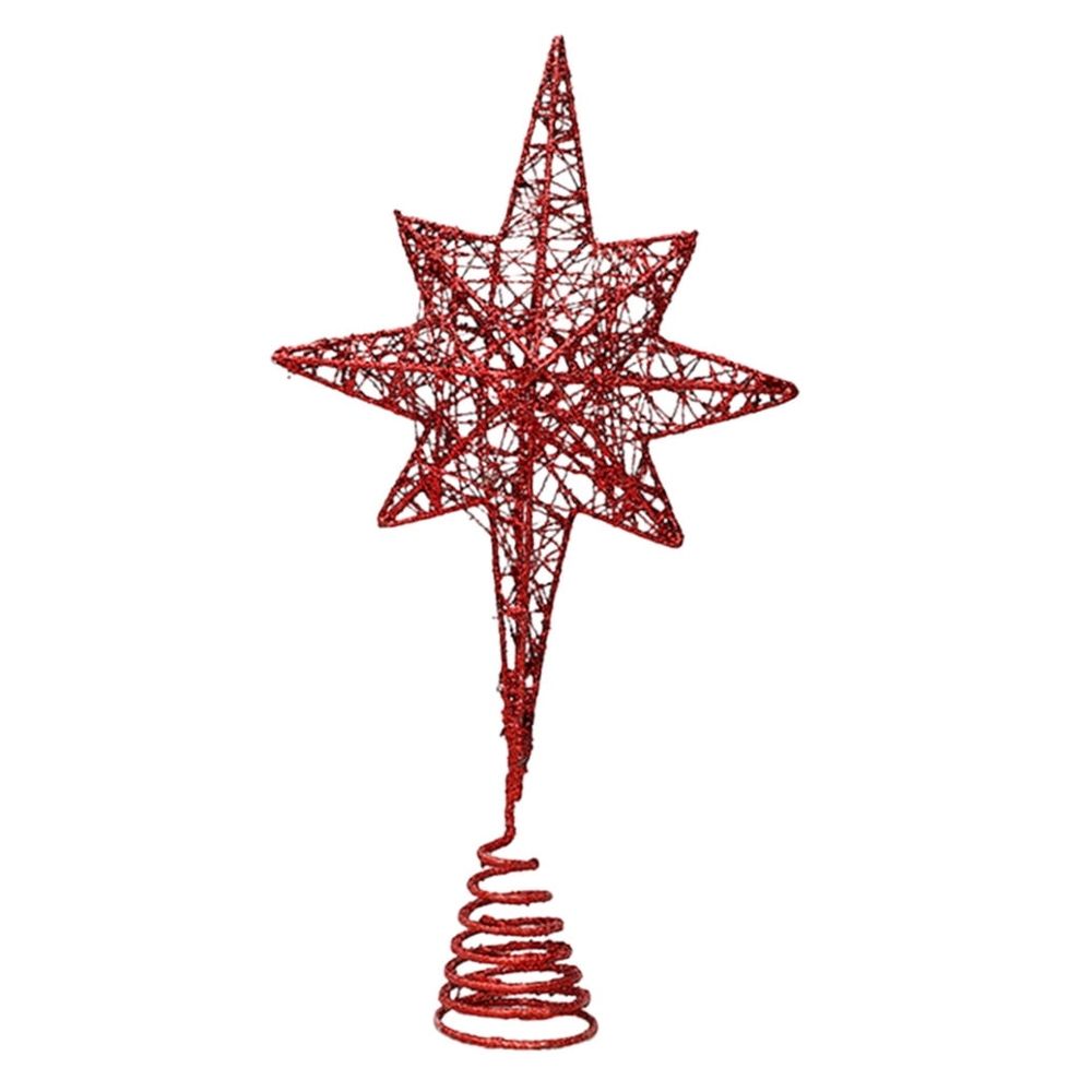 Christmas Tree Top Star Decoration Red Iron Elegant Design Party Decor