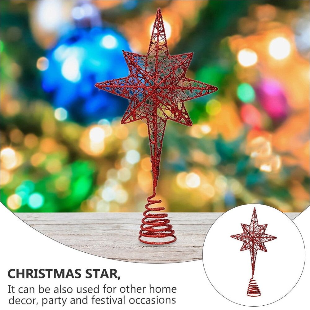 Christmas Tree Top Star Decoration Red Iron Elegant Design Party Decor