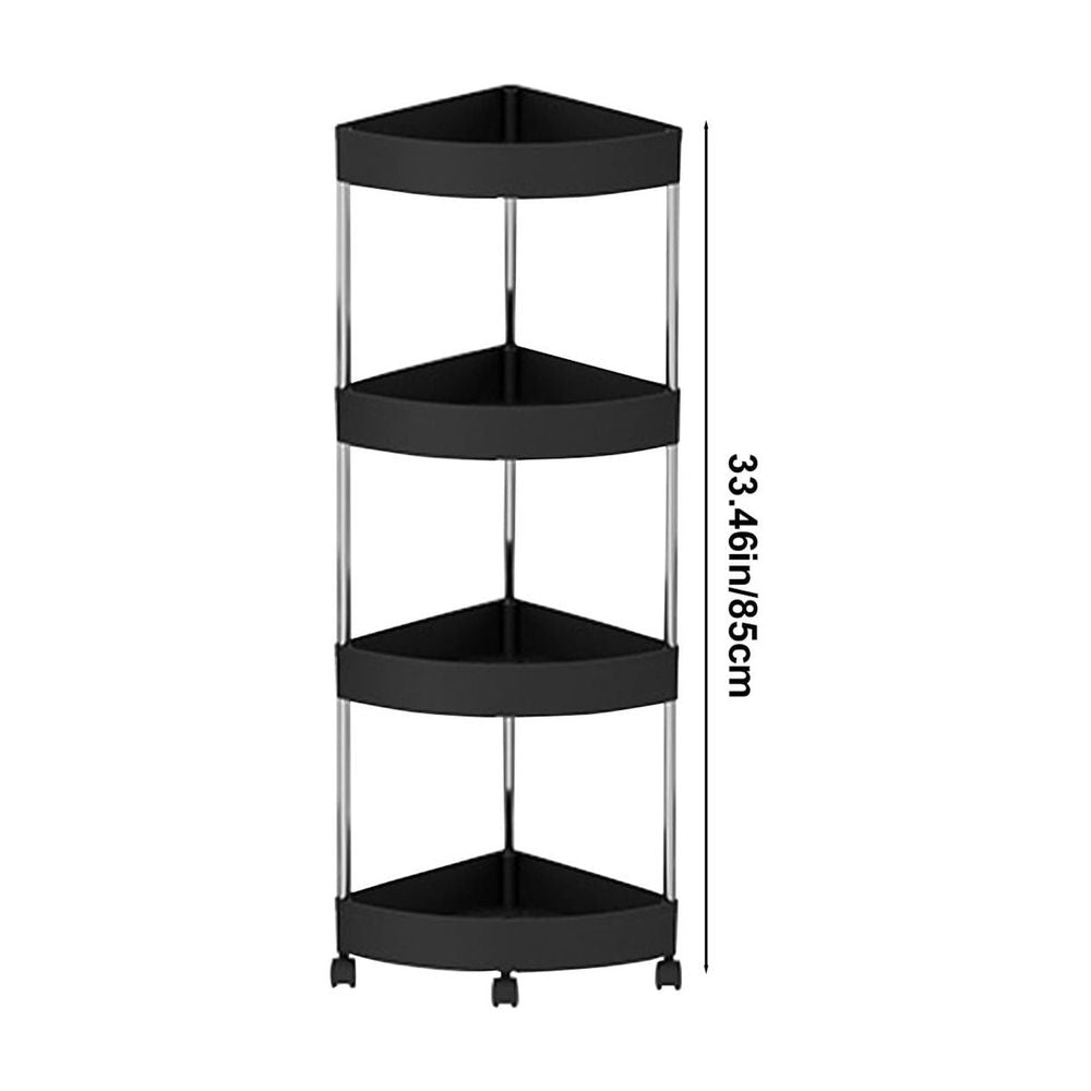 Corner Shower Caddy, 4 Tier Rustproof Floor Standing Shower Organizer, Plastic Metal Splicing Floor Shower Corner Shelf Rack Storage Stands, Black