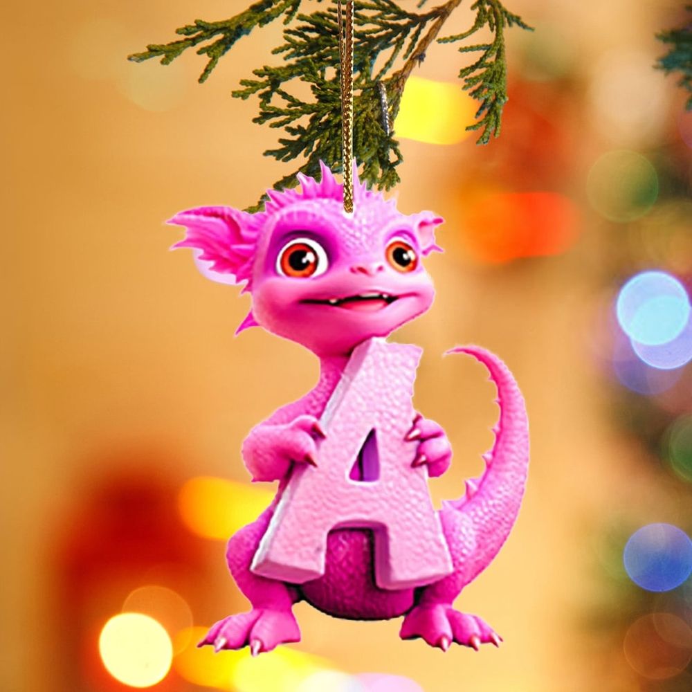 Christmas Decorations, 26 English Alphabet Dinosaur Christmas Tree Hanging Ornaments, Personalized Plastic Dinosaur Pendants Xmas Tree Decorations