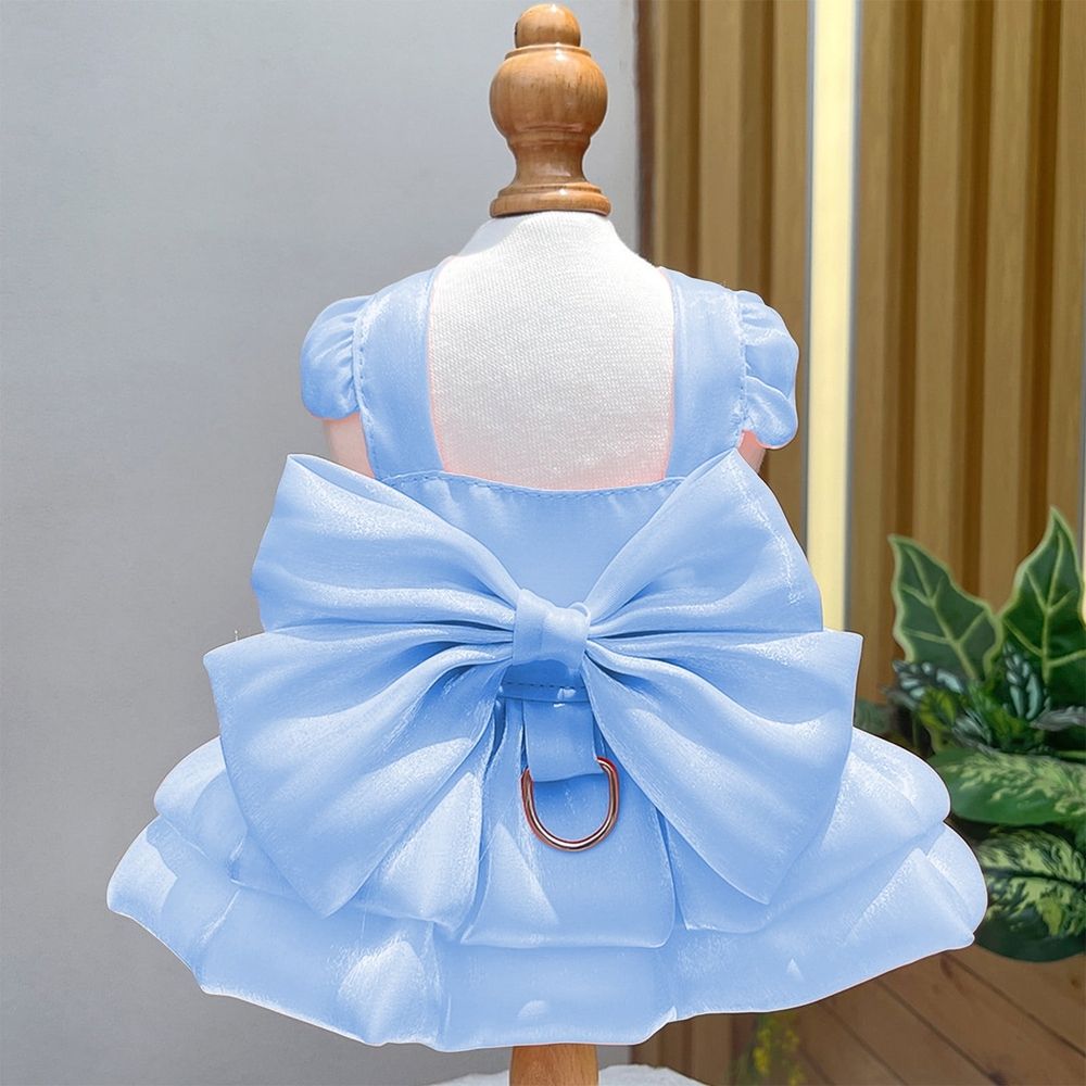 Dog Dress, Dog Christmas Dress, Cat Dress, Dog Wedding Dress, Dog Dresses for Small Dogs Girl, Girl Puppy Princess Tutu Dress with Leash Ring, Fashion Pet Dog Clothes for Birthday Wedding(M-Blue)