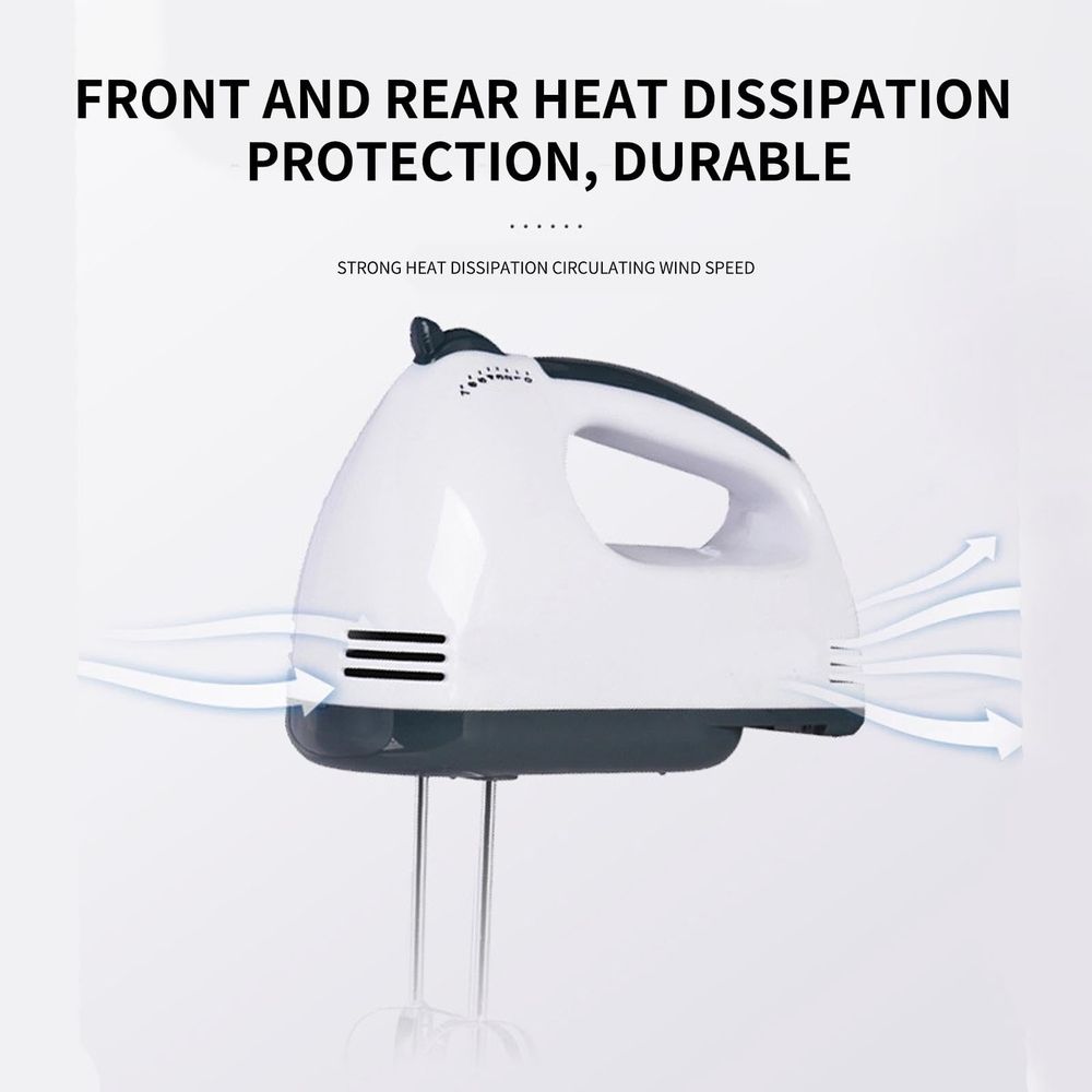 Hand Mixer, Electric Mixer, 7 Speed 100W Portable Kitchen Mixer Electric with 2 Stainless Steel Accessories Whisk, for Whipping Mixing Cookies Cakes Eggs Dough,White