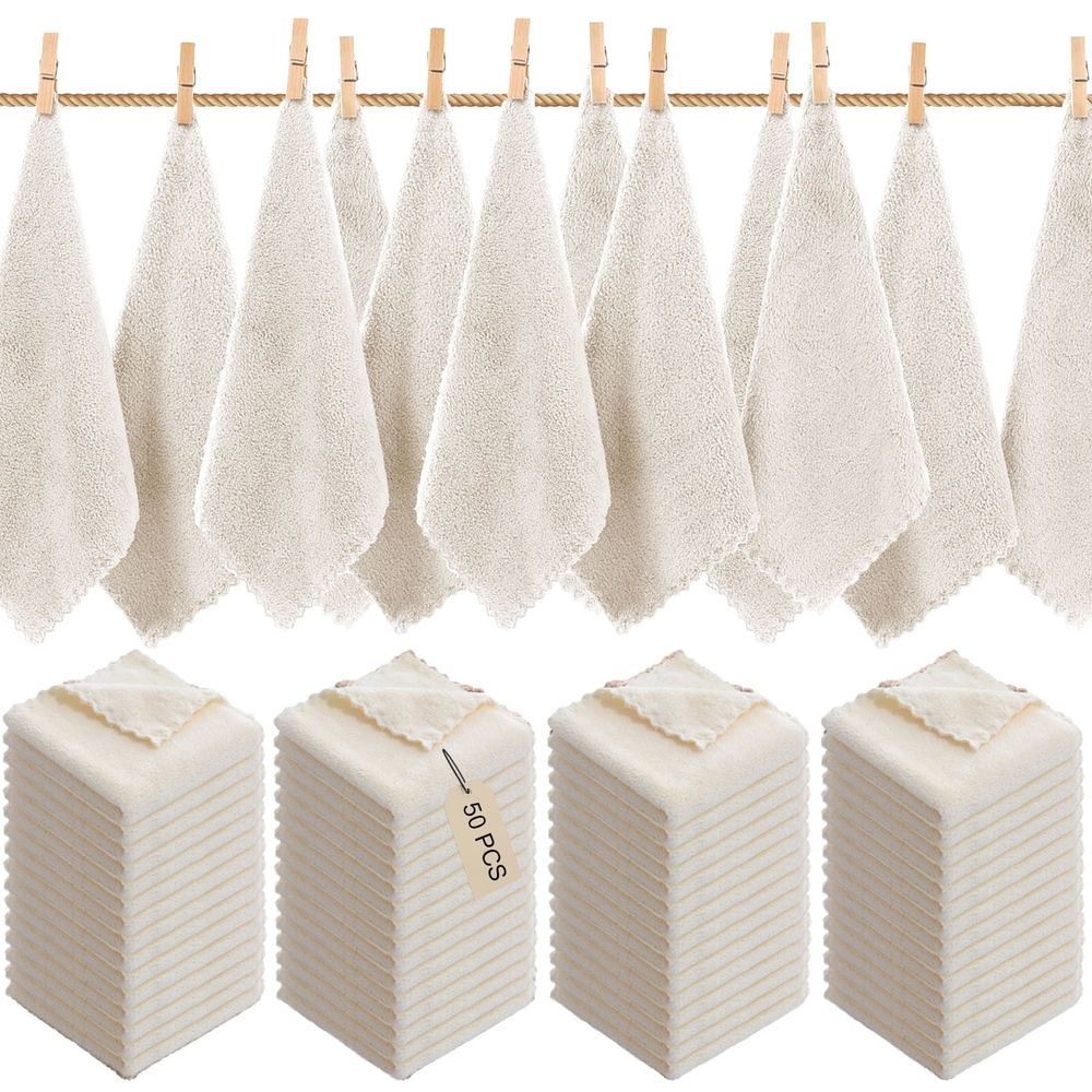 Soft 50 Bulk Bath Towels (11.8x11.8) - Bath Towels Washcloth Bulk - 50 Pieces Wholesale Pack - Quick Dry - Salon Towels Bulk, Spa Towels Bulk and Gym Towels