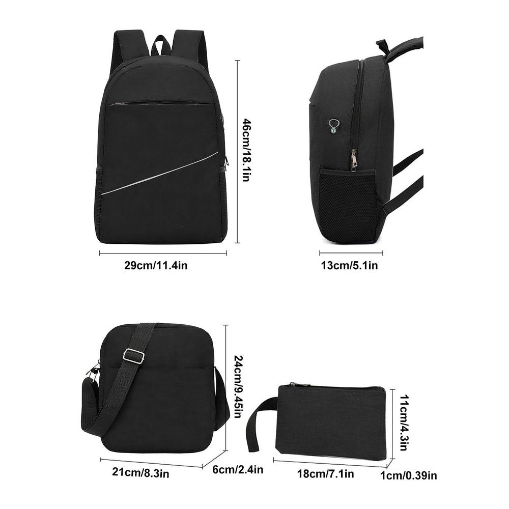 Construction Backpack Three-piece Backpack Men's Computer Backpack Casual Junior High School Elementary School Student Backpack Korean Version Female Outdoor Travel Bag