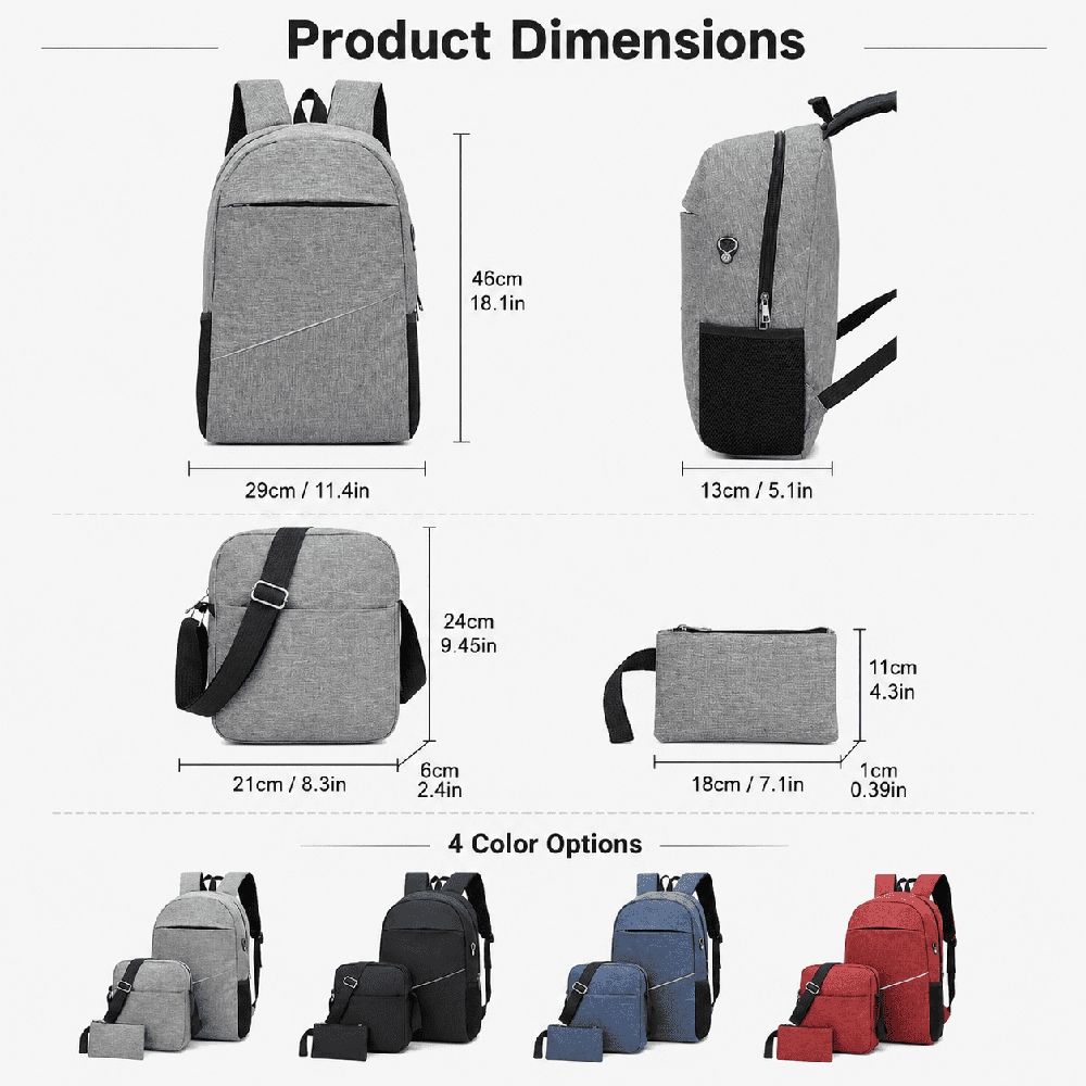 Construction Backpack Three-piece Backpack Men's Computer Backpack Casual Junior High School Elementary School Student Backpack Korean Version Female Outdoor Travel Bag