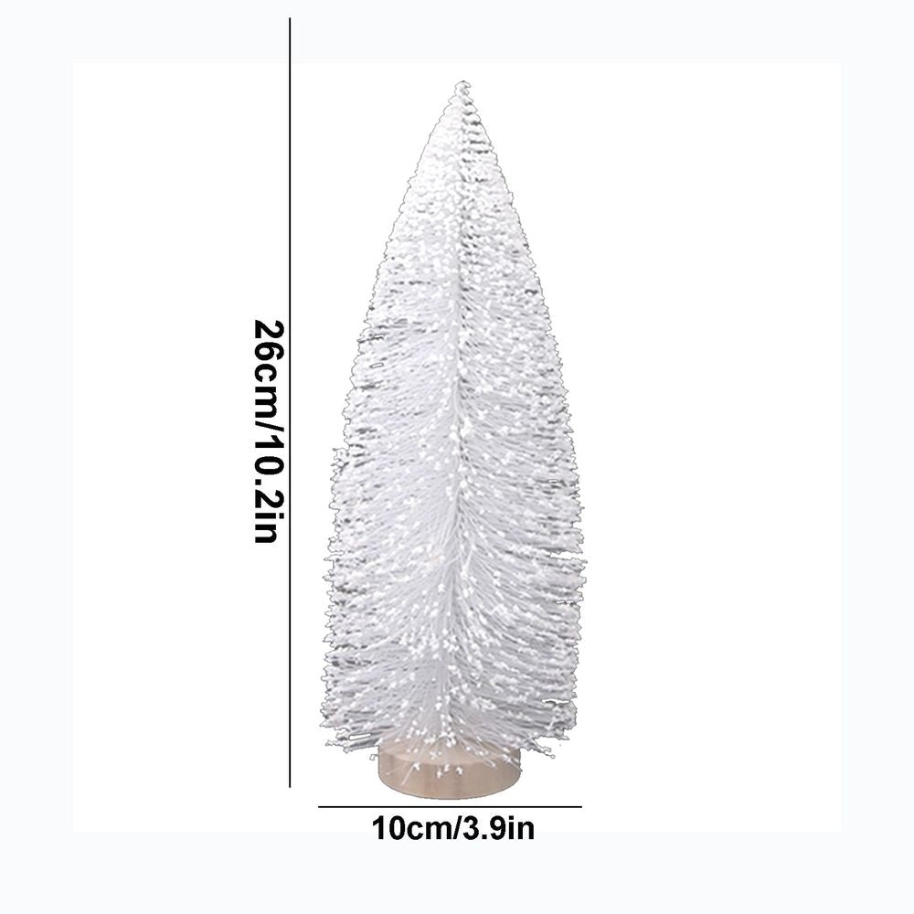 White Mini Christmas Tree, 9.84' Artificial Christmas Mini Tabletop Bottle Brush Tree with Wooden Base for Christmas Decor Party Home Table Craft Decorations