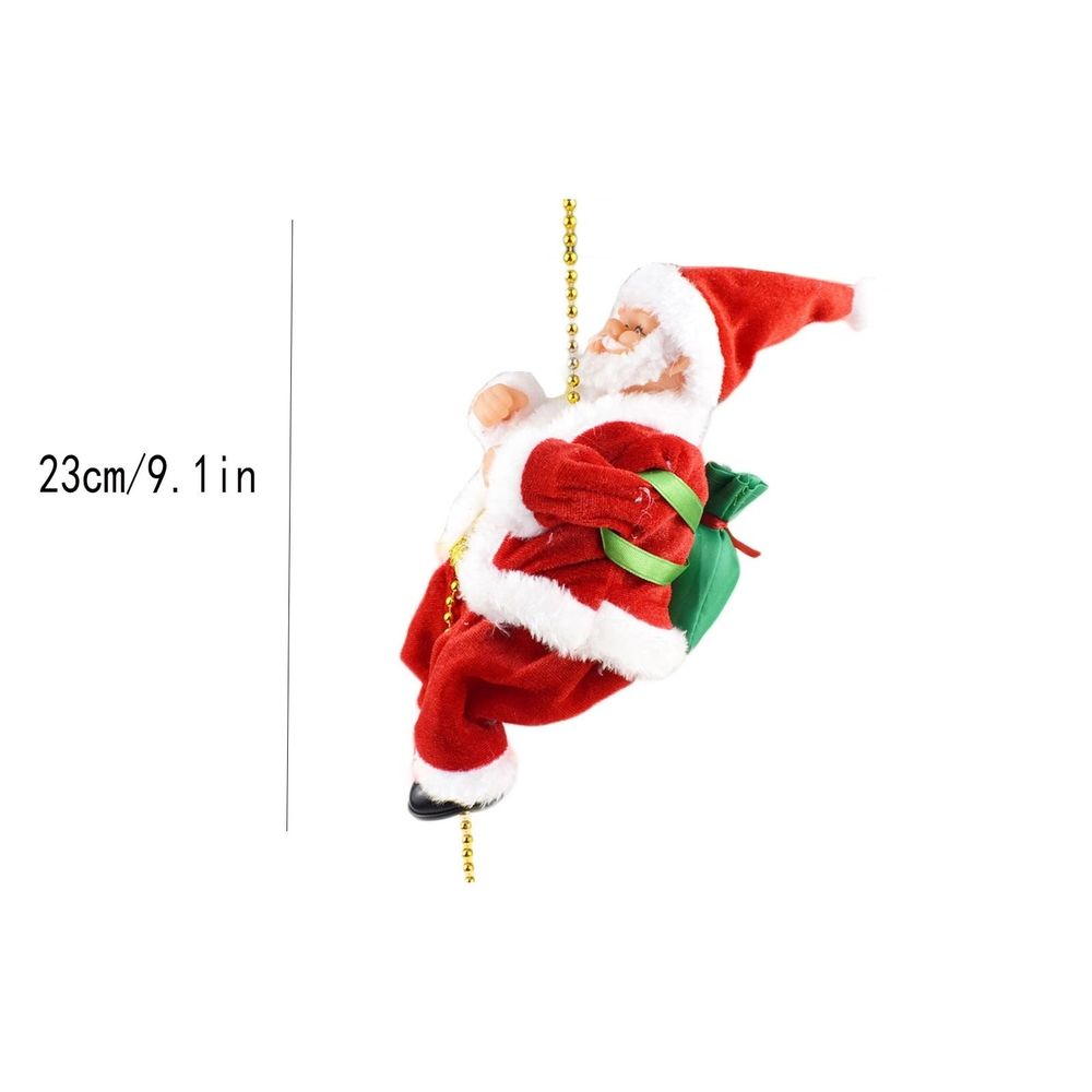 Climbing Santa Claus Ornament, Musical Christmas Decoration with Moving Ladder for Tree Home Festival Party Gift