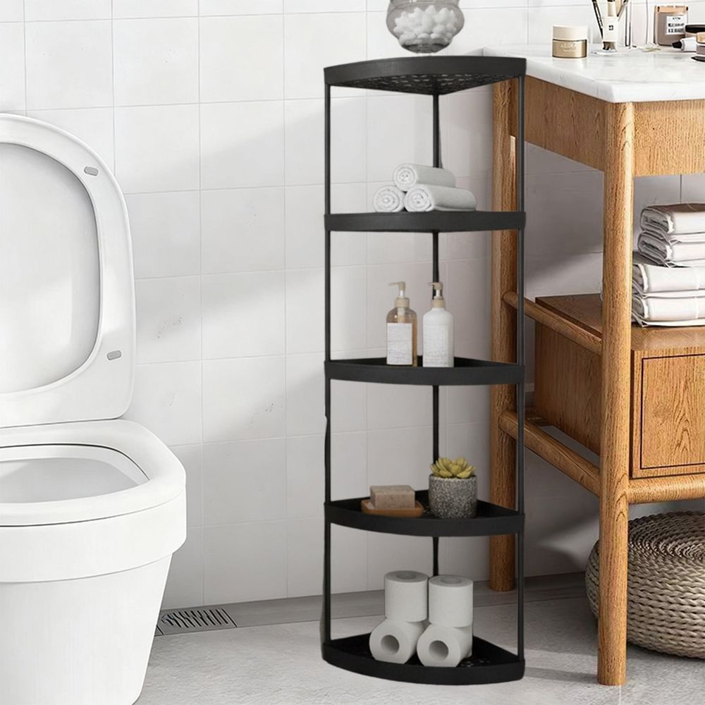 5-Tier Corner Shelf, Freestanding Bathroom Storage Rack for Toiletries Organizer, Space-Saving Storage Solution for Bathroom and Living Room