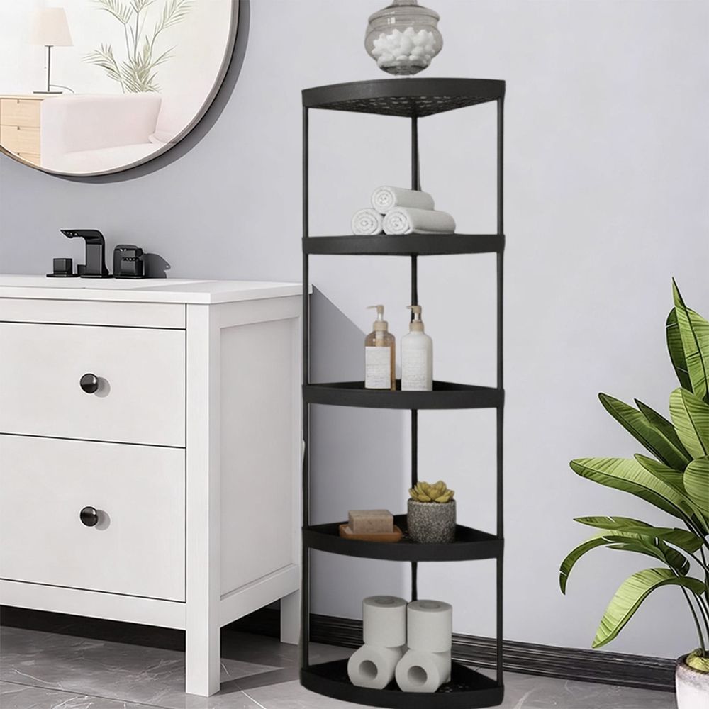 5-Tier Corner Shelf, Freestanding Bathroom Storage Rack for Toiletries Organizer, Space-Saving Storage Solution for Bathroom and Living Room