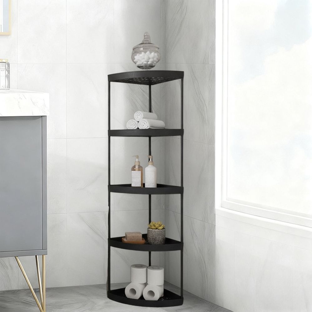 5-Tier Corner Shelf, Freestanding Bathroom Storage Rack for Toiletries Organizer, Space-Saving Storage Solution for Bathroom and Living Room