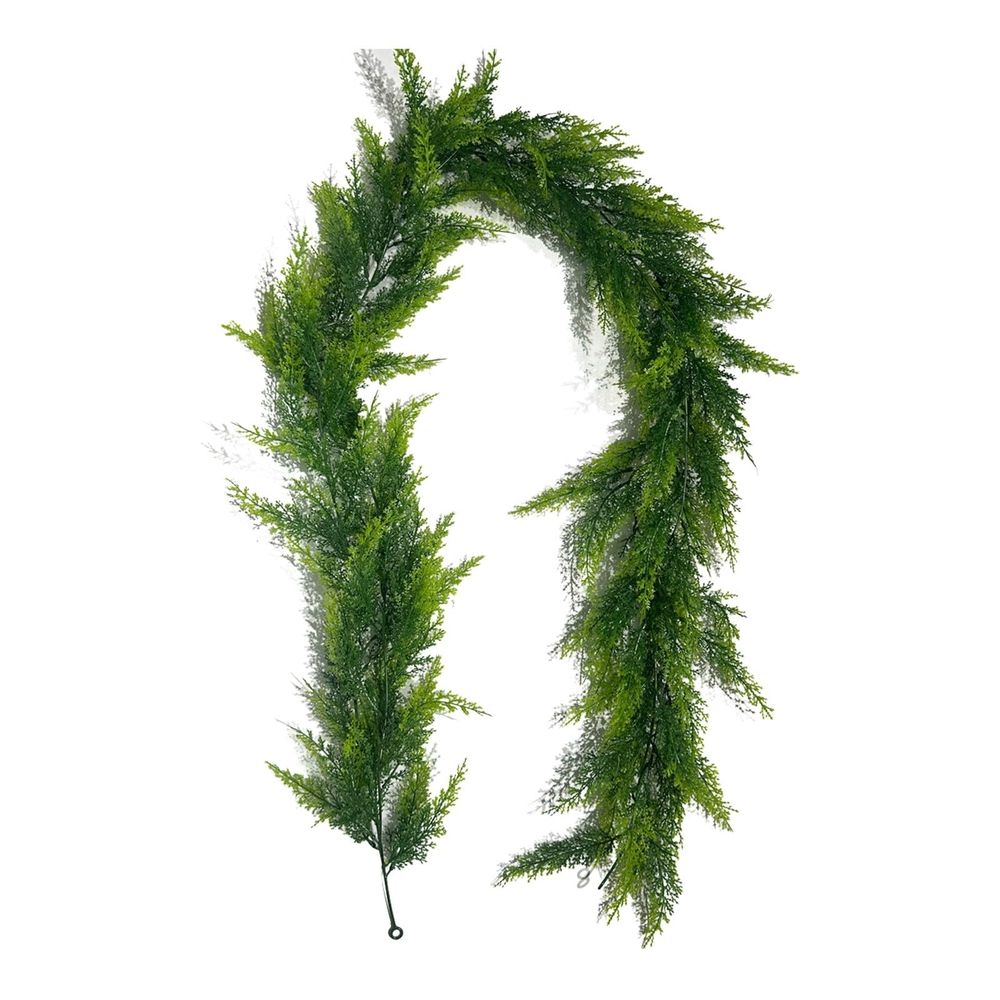 Artificial Christmas Garland with Lights, Pre-Lit 5.7FT Mixed Pine & Rattan for Indoor Outdoor Decor, Includes 20-Light Battery String