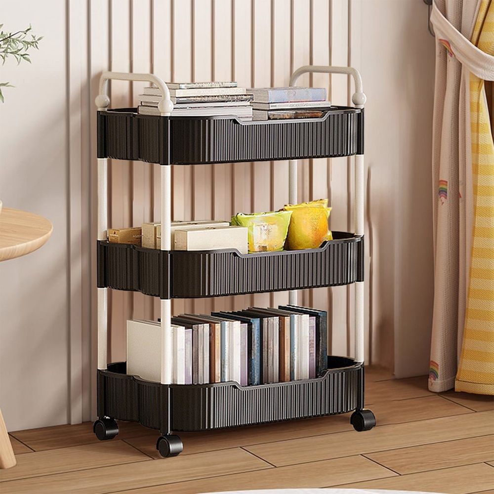3 Tier Rolling Cart with Wheels, Multi-Purpose Storage Cart Utility Cart for Kitchen Organization, Bathroom, and Mobile Storage Needs
