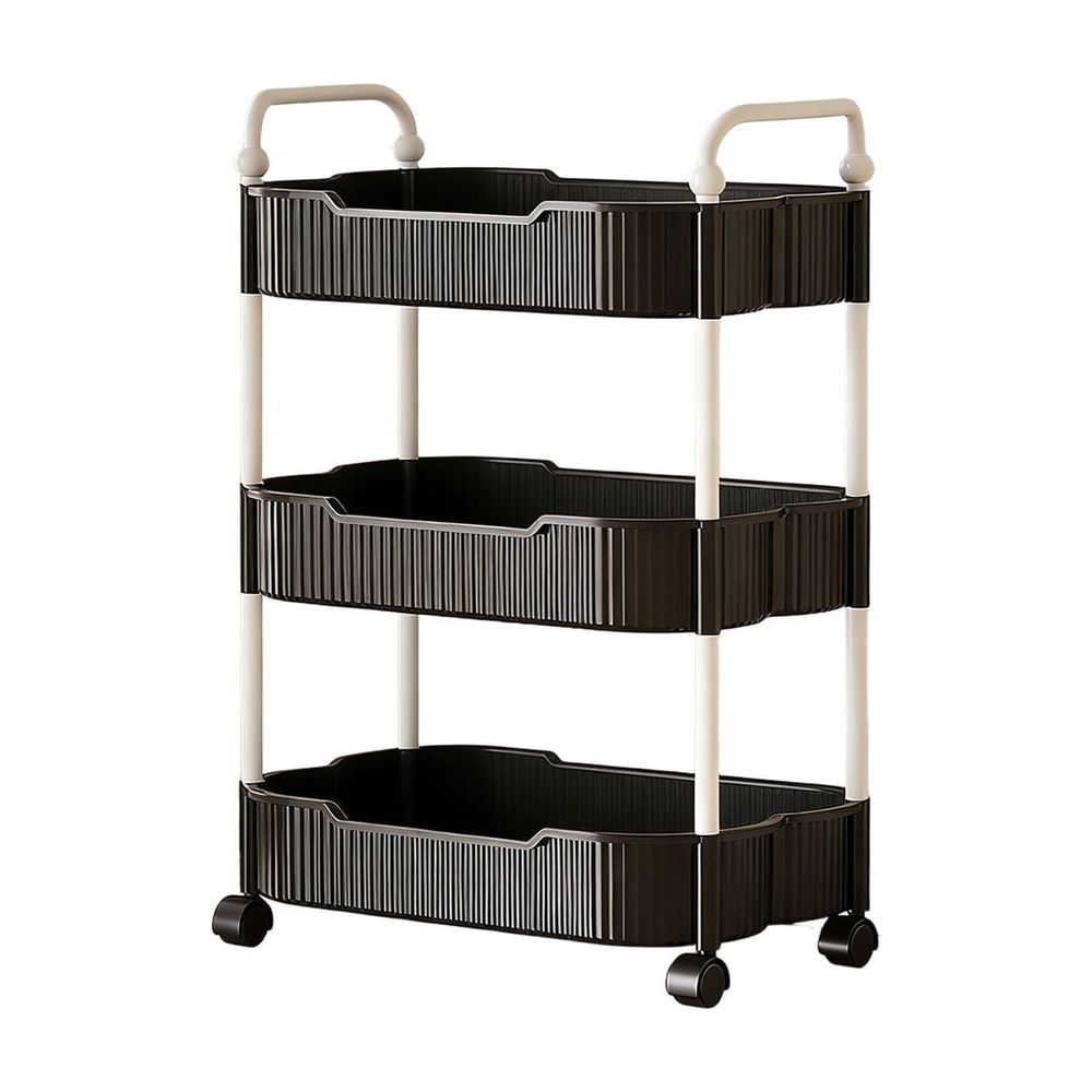 3 Tier Rolling Cart with Wheels, Multi-Purpose Storage Cart Utility Cart for Kitchen Organization, Bathroom, and Mobile Storage Needs