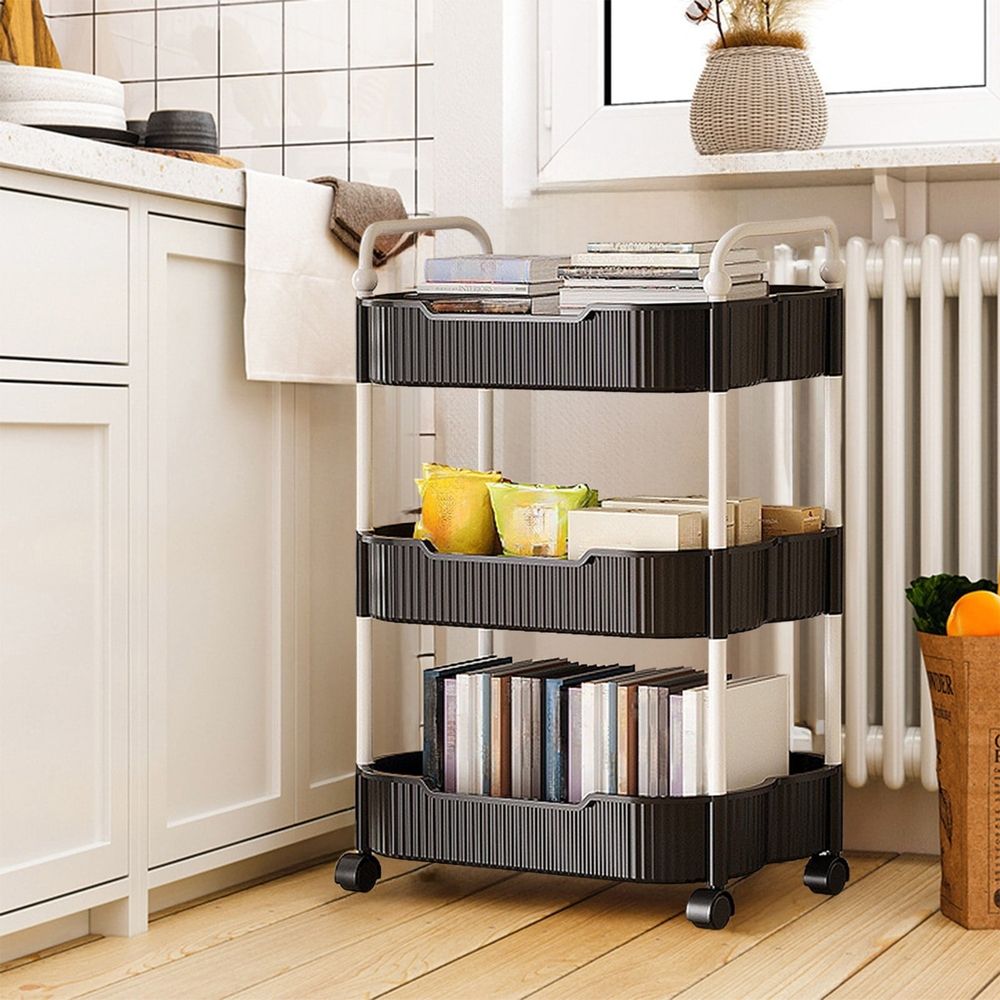 3 Tier Rolling Cart with Wheels, Multi-Purpose Storage Cart Utility Cart for Kitchen Organization, Bathroom, and Mobile Storage Needs