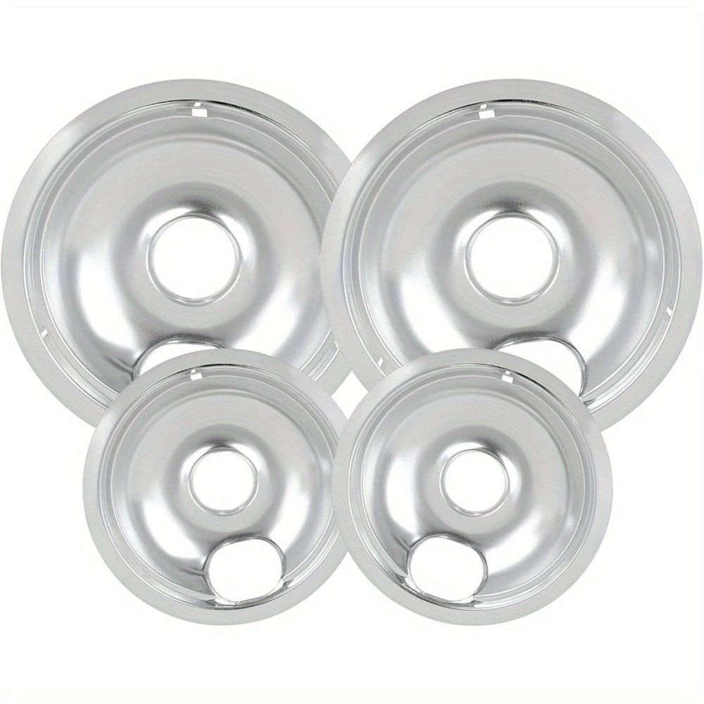 Round Burner Covers, Electric Stove Burner Drip Pans Set of 4, 6 and 8 Inch Stainless Steel Stove Top Covers for Range Protection and Easy Cleaning