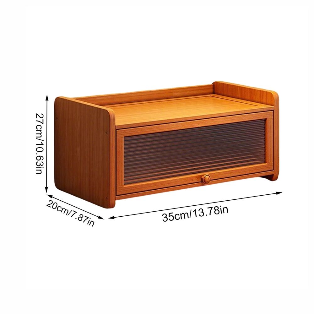 Bread Box for Kitchen Countertop, Large Bread Container Storage, Wooden Farmhouse Bread Box with Window Bread Holder (Vintage Bamboo)