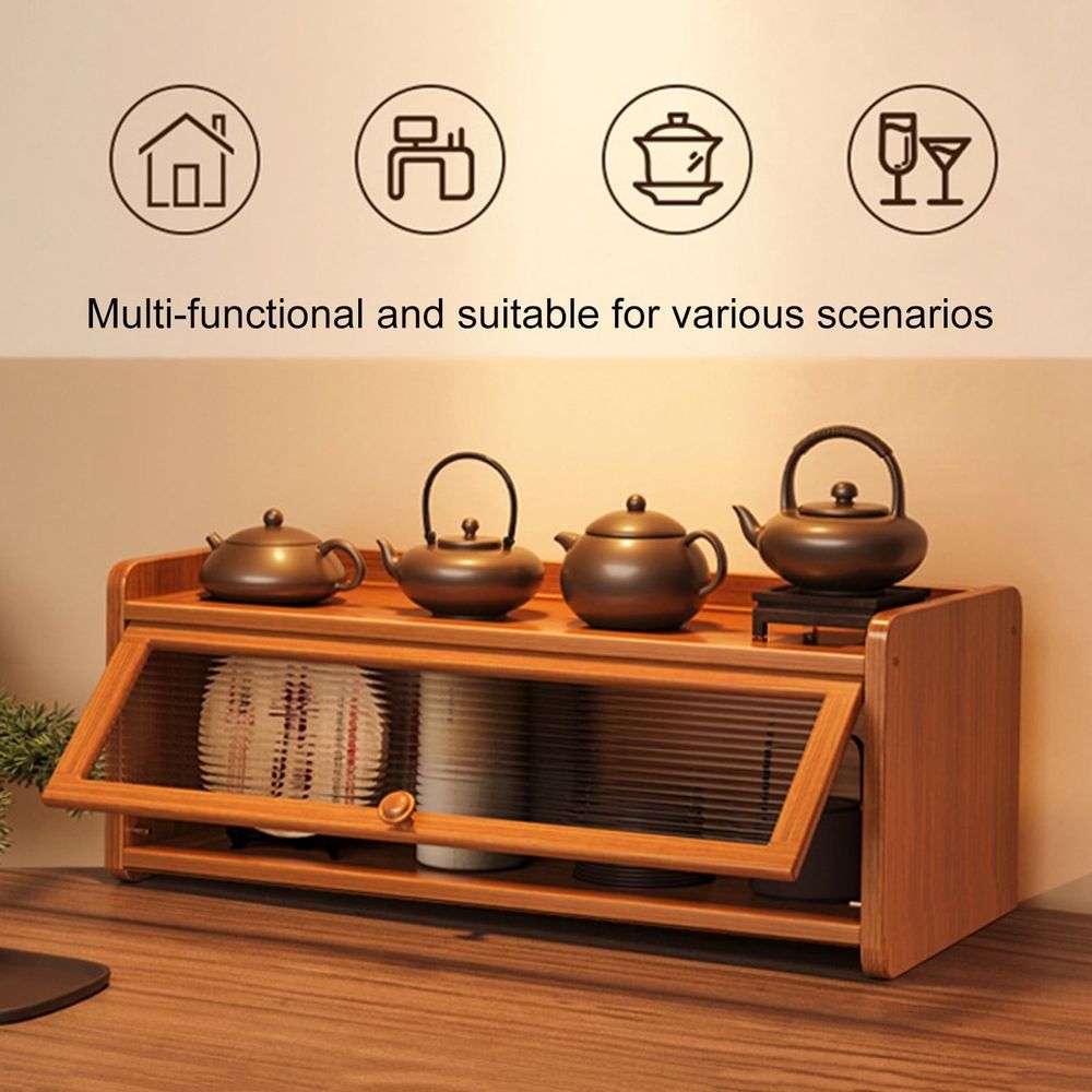 Bread Box for Kitchen Countertop, Large Bread Container Storage, Wooden Farmhouse Bread Box with Window Bread Holder (Vintage Bamboo)