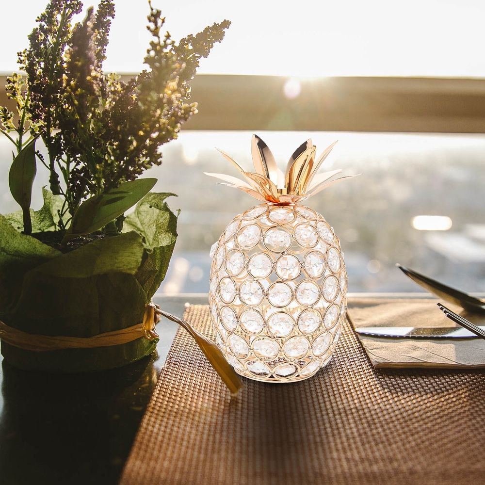 Decorative Fruit Prop Golden Crystal Pineapple Figurine 1Pcs For Homeowners
