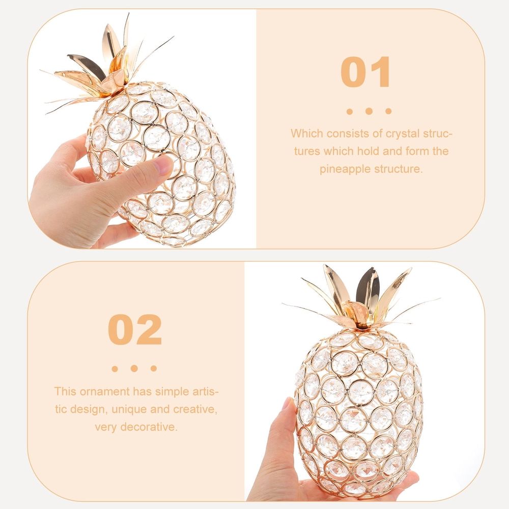 Decorative Fruit Prop Golden Crystal Pineapple Figurine 1Pcs For Homeowners