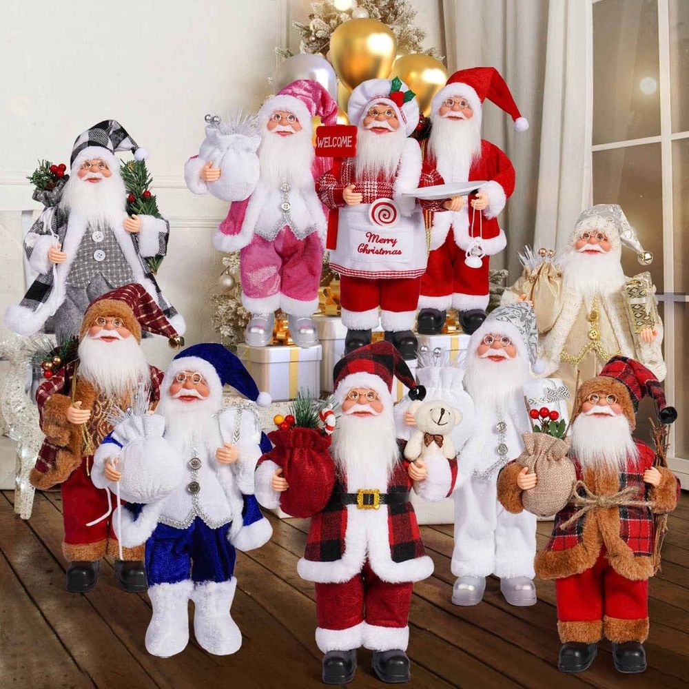 Christmas Santa Claus Dolls Standing Santa Claus Figurine Christmas Figurine Figure Decor For Holiday Party Home Decoration