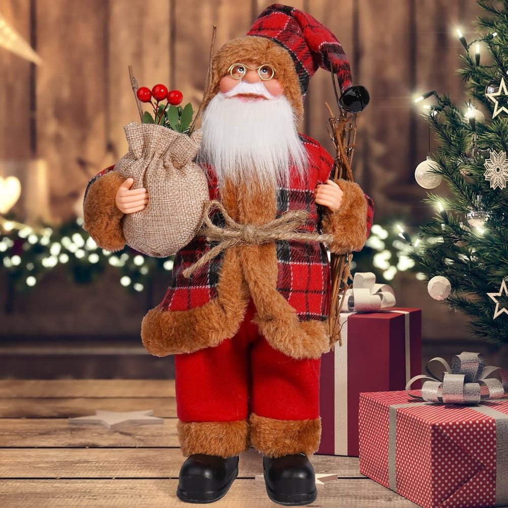 Christmas Santa Claus Dolls Standing Santa Claus Figurine Christmas Figurine Figure Decor For Holiday Party Home Decoration