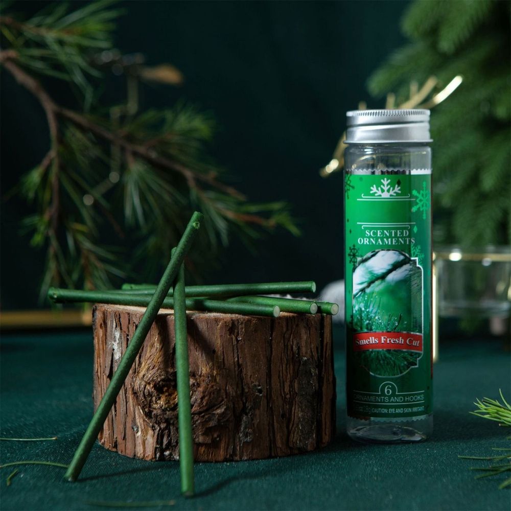Unique Design, Scented Ornaments O Christmas Tree Fresh Cut Christmas Tree Scent 6 Ornaments & Hooks for Xmas Tree Frozen Winter Party Decor, Christmas Must Haves